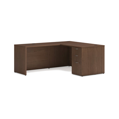 Bureau modulaire en L avec piédestal simple