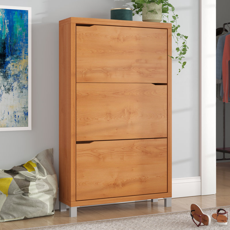 Armoire de rangement pour chaussures 18 paires Cade, Brun érable