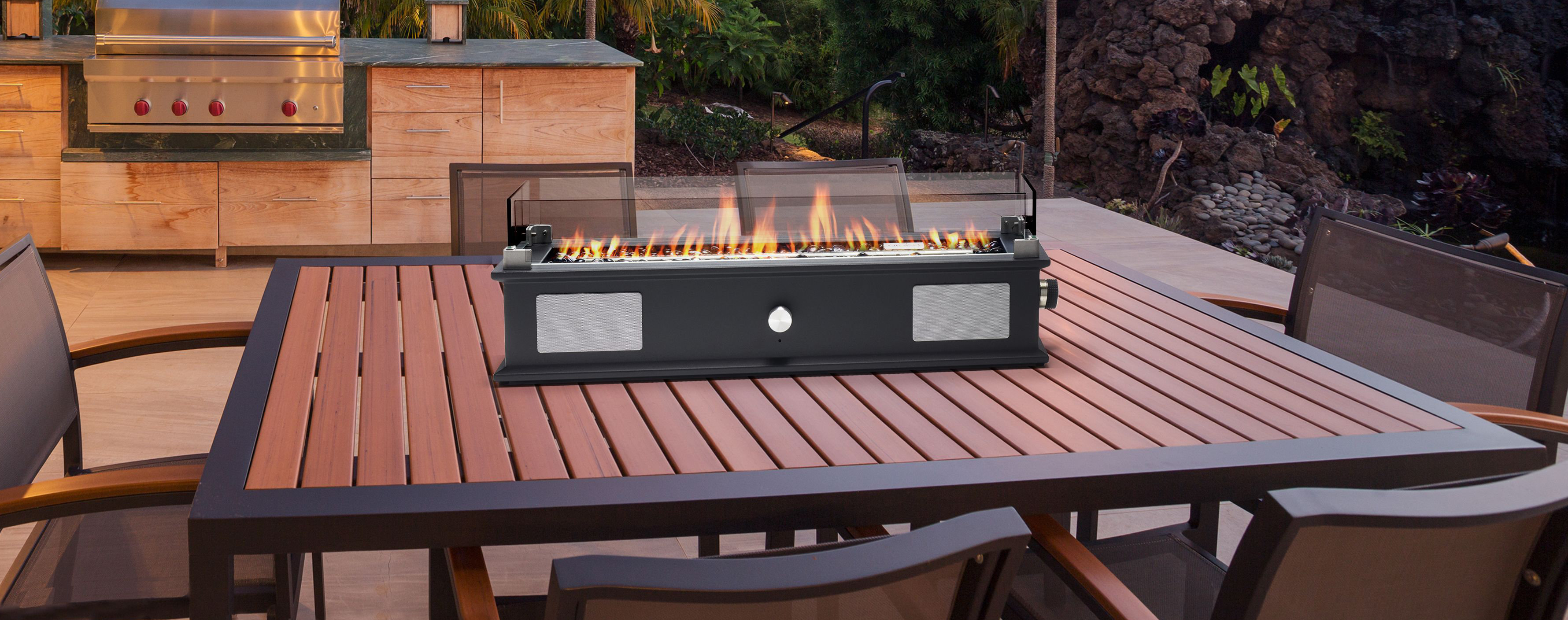 Latitude Run® Daidre Steel Propane Fire Pit Table Insert | Wayfair