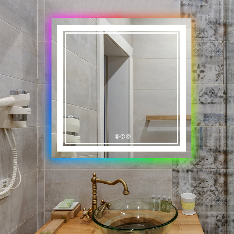 Rectangle Wall Mirror, 36" x 36", Beige