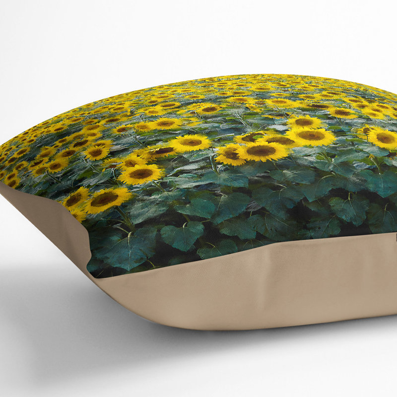 Floral Square Throw Cushion, 40cm H x 40cm W x 15cm D, Stone