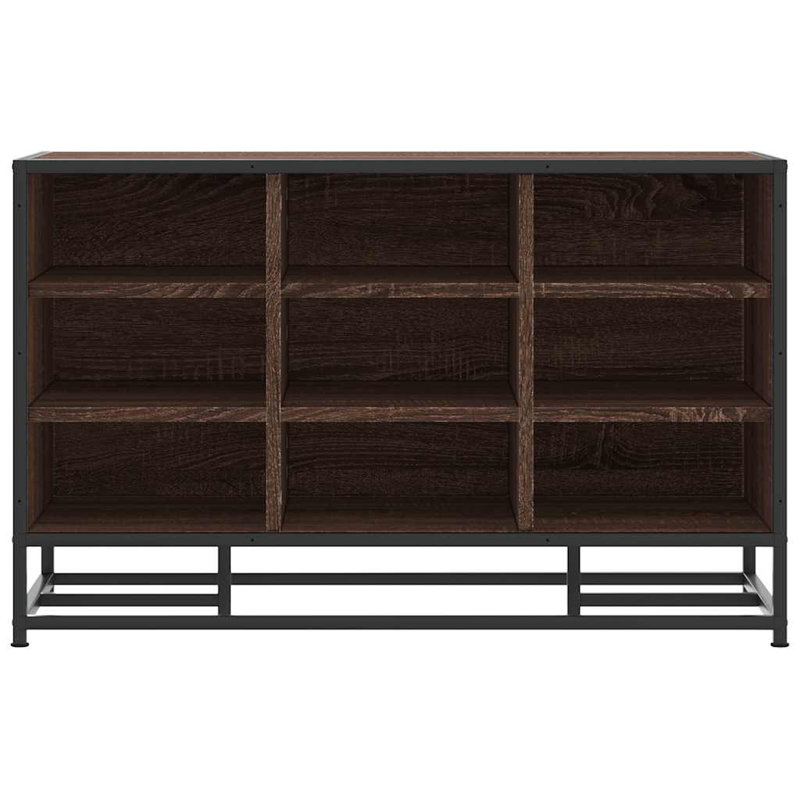 9 Pair Shoe Storage Bench, Brown Oak