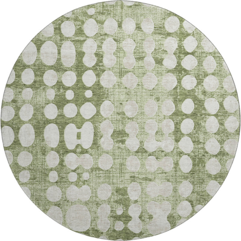 Premium Machine Washable Prisco Aloe Rug, Round 8'