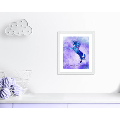 « follow your rêves licorne », art encadré
