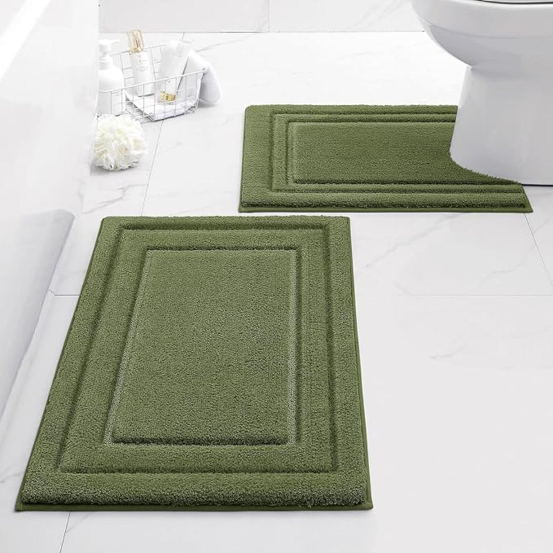 Ensemble de tapis de salle de bain 2 pièces en microfibre anti-dérapante en U ultra moelleux et absorbant (20 po x 32 po + U20 x 24 po)