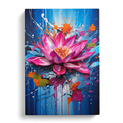 Lotus Flower Action Painting No.3 - Wrapped Canvas
