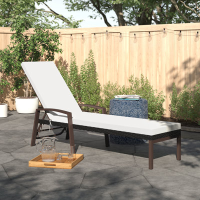 Patio Rattan Chaise Lounge Chair Outdoor Reclining Chaise Sun Lounger by Winston Porter