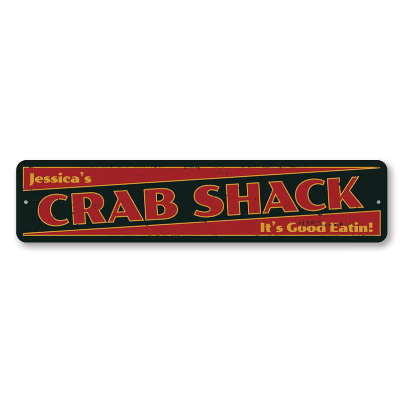 Enseigne de crabe en métal, H 4 po x l 18 po x P 0,04 po