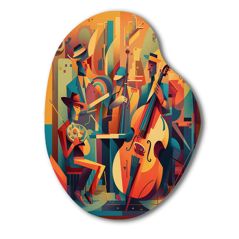 Chotan - musique jazz en forme de poire, art mural asymétrique en métal, H 38 po x l 28 po x P 1 po