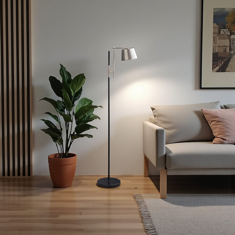Lampe sur pied contemporaine en métal noir Hancock