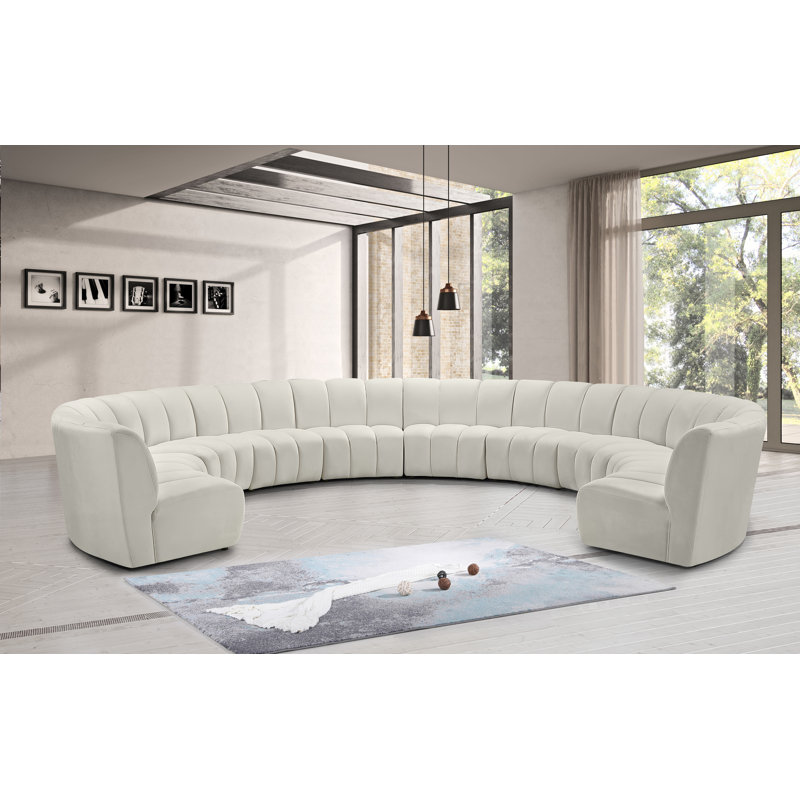 Canapé modulaire en velours Infinity, 10 pièces, Velours crème