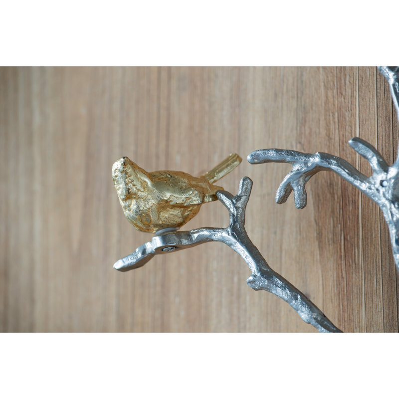 Ensemble de 2 sculptures murales en métal avec accents d'oiseaux 17 x 5,5 x 22 po
