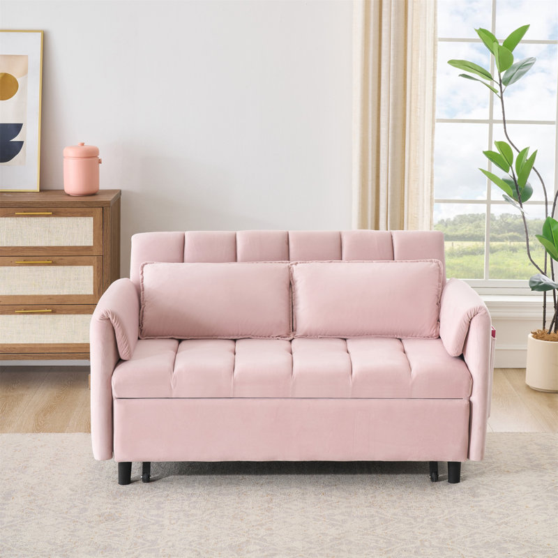 Sleeper Sofa, Convertible Sofa, Recliner, Bed, 3-In-1, 3-Position Adjustable Backrest, 2-Seater Sectional, Two Side Pockets, 2 Pillows