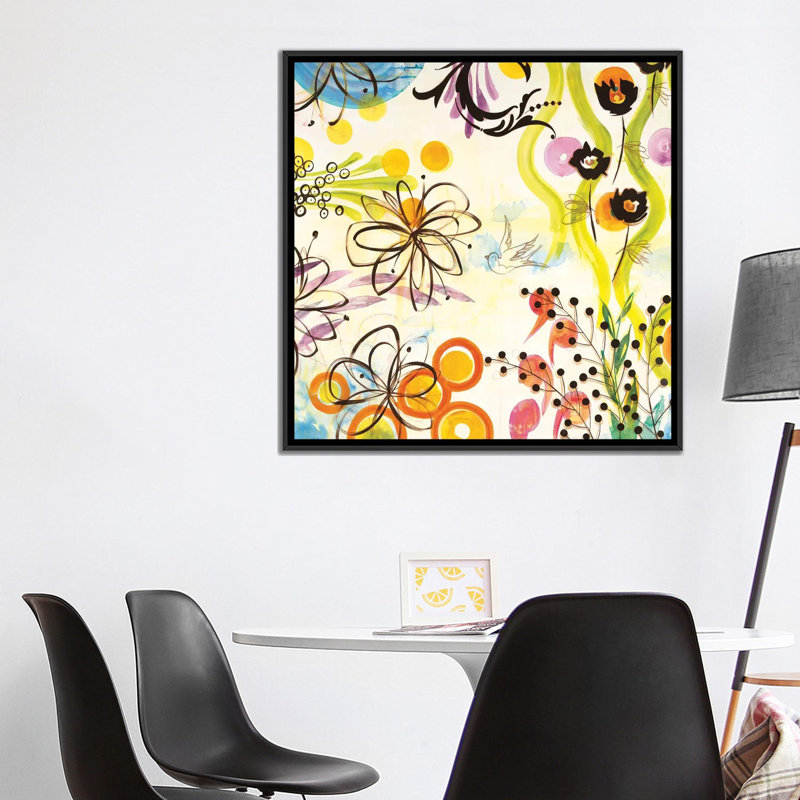 « jardin of eden », reproduction sur toile, H 18 po x l 18 po x P 1,5 po, Toile avec cadre noir