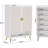 29.6” White & Gold Wooden Shoe Cabinet With Doors, 7-Tier Shoe Storage Organizer-323227793
