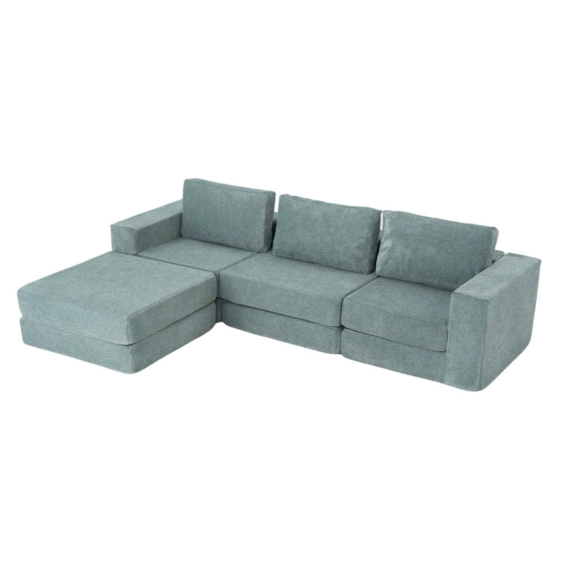 255cm Modular L-Shaped Sofa Bed, 7-in-1 Boneless Cloud Couch, Chenille Sectional, No Assembly, Teal