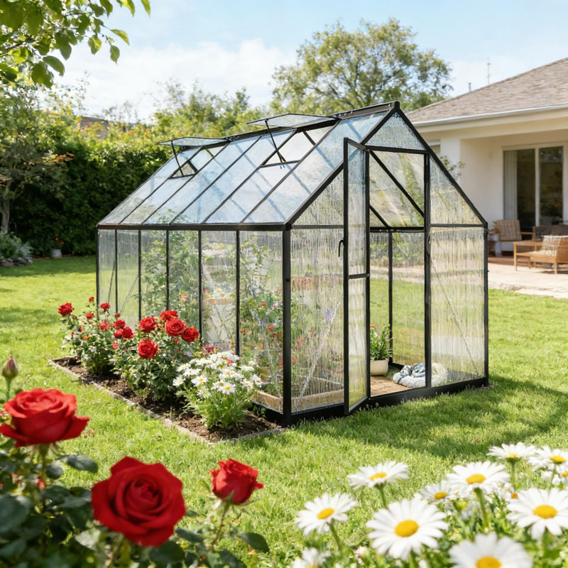 Serre de plain-pied, serre de style moderne, Noir