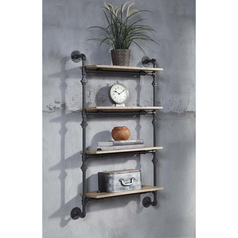 Tablette murale chêne et sable noir, H 47,01 po x l 28,01 po x P 9,01 po