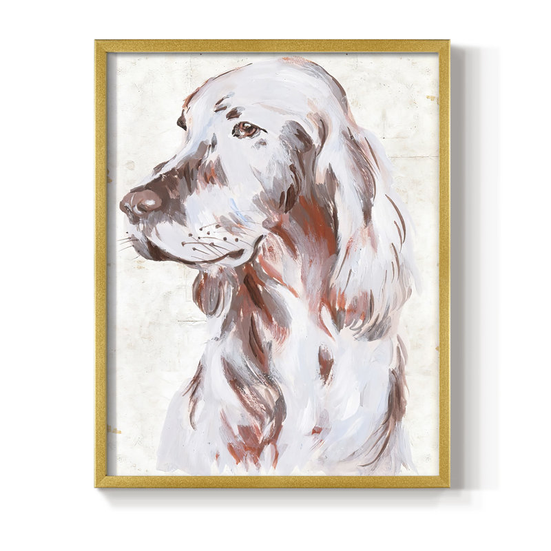 «Sitting Dog III», reproduction encadrée - bois massif, Doré