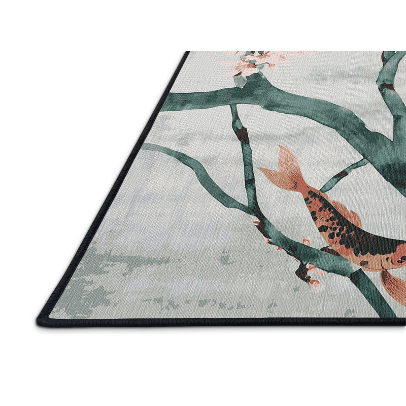 Machine Washable Gray Area Rug, Round 5'