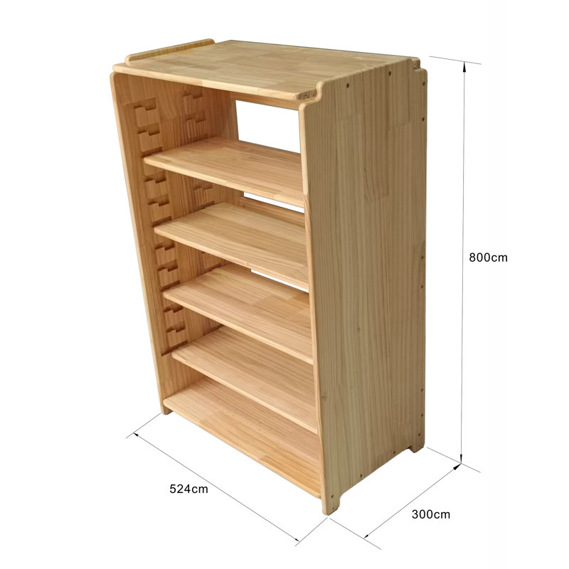 Organisateur de tablettes réglables en bois - Étagère en pin multi-niveaux avec tablettes mobiles et assemblage sans outil, unité de rangement compacte 60 po x 52 po x 30 po cm pour la cuisine, le vestibule, le salon, le bureau
