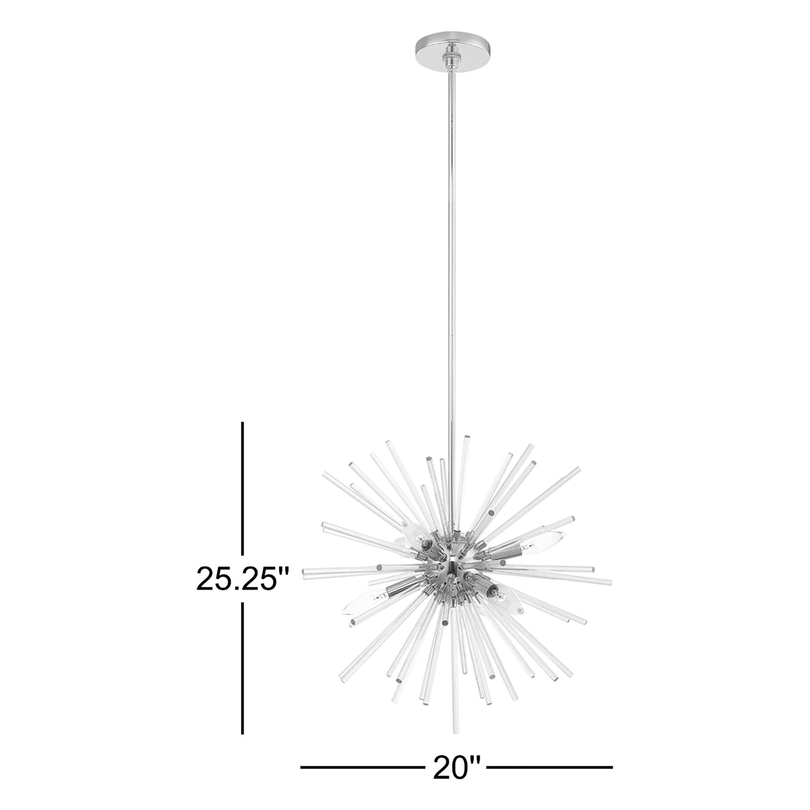 Ryzen 6 - Light Dimmable Sphere Chandelier, Polished Chrome, 50.75" H x 20" W x 20" D