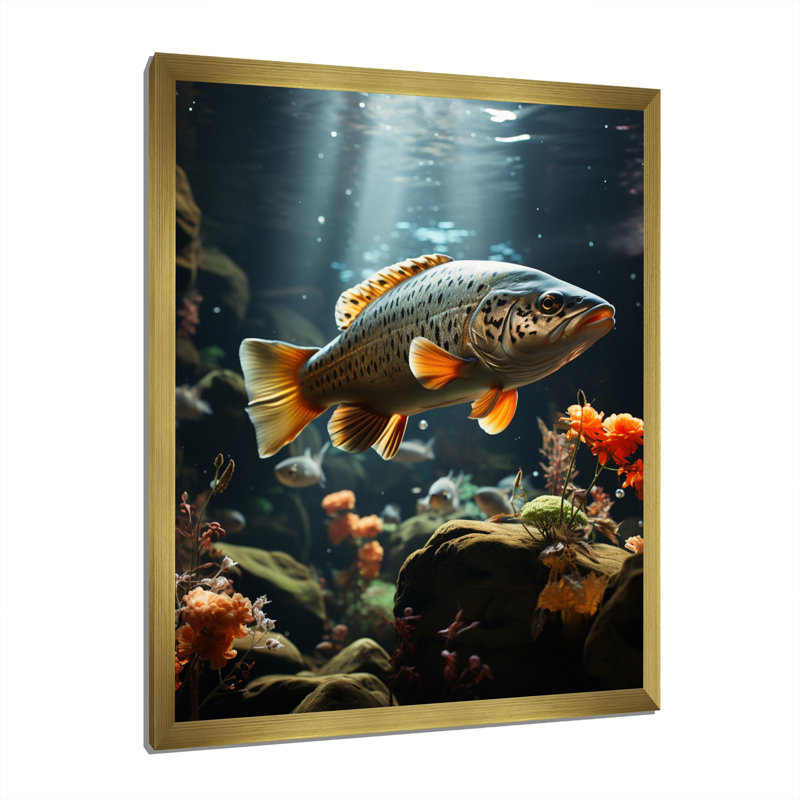 Zabil " Fishing Rustic River II ", Gold Picture Framed, 32" H x 24" W x 1" D