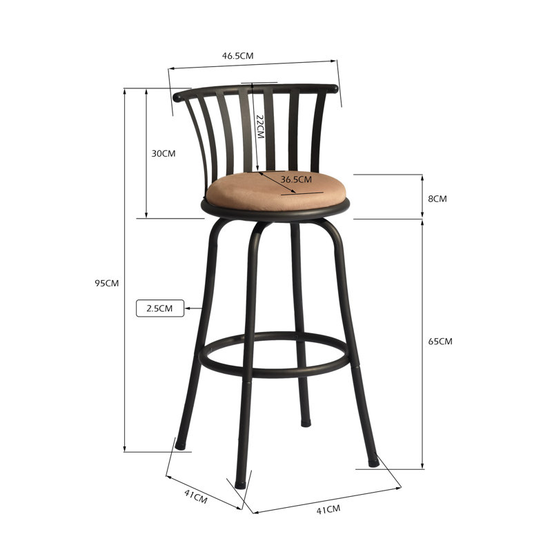 Agda Upholstered Counter Stool with Metal Frame, Rose