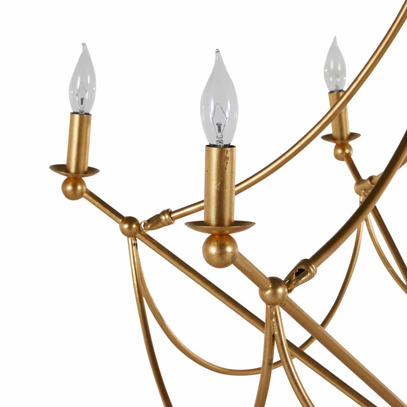 Miles 6 - Light Candle Style Chandelier, Vintage Gold