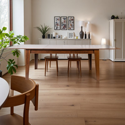 106.3 Inch Extendable Dining Table, Large Retractable Kitchen Table With Woodgrain Top, Multi-functional Table For Office, Study, And Family Gatherings