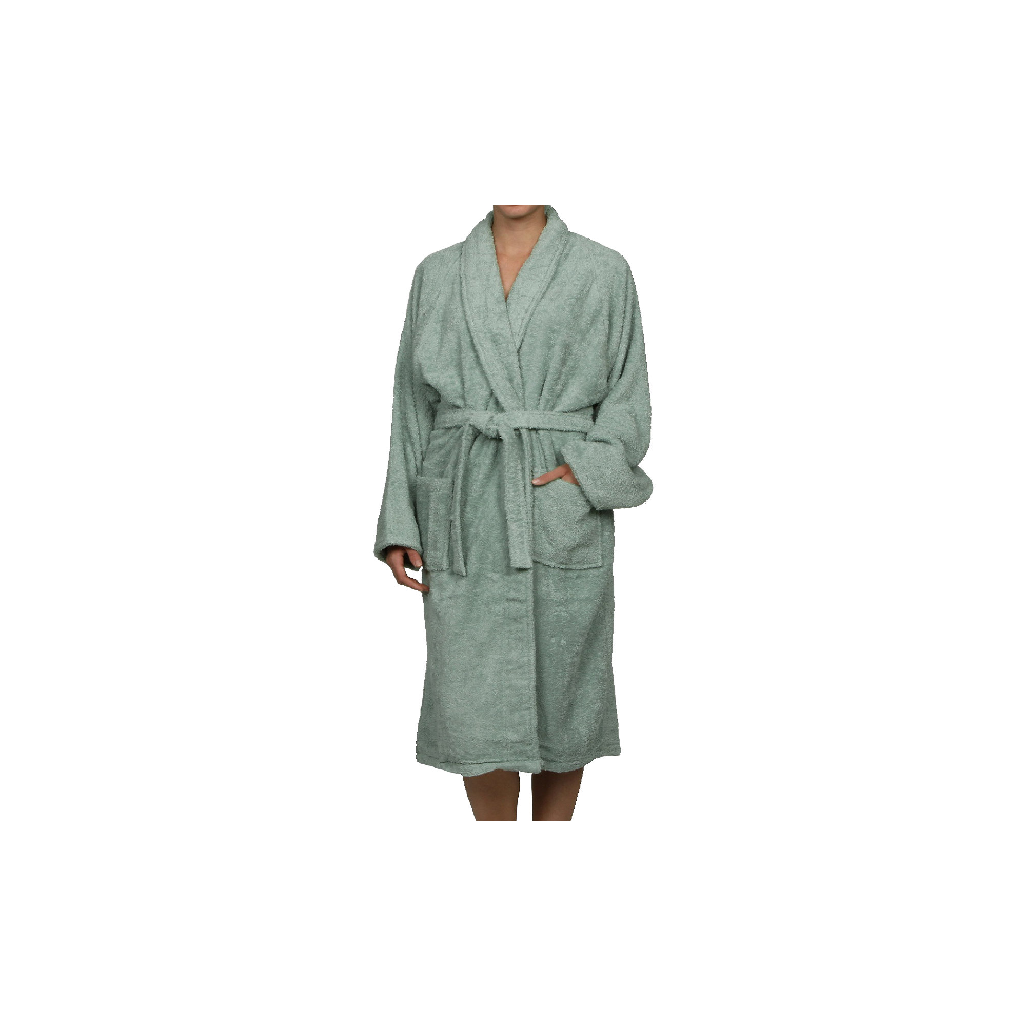 100% Cotton Bathrobe, L, Sage
