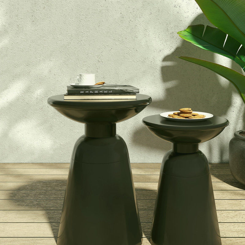 Metal edge table, 2-piece set, Black