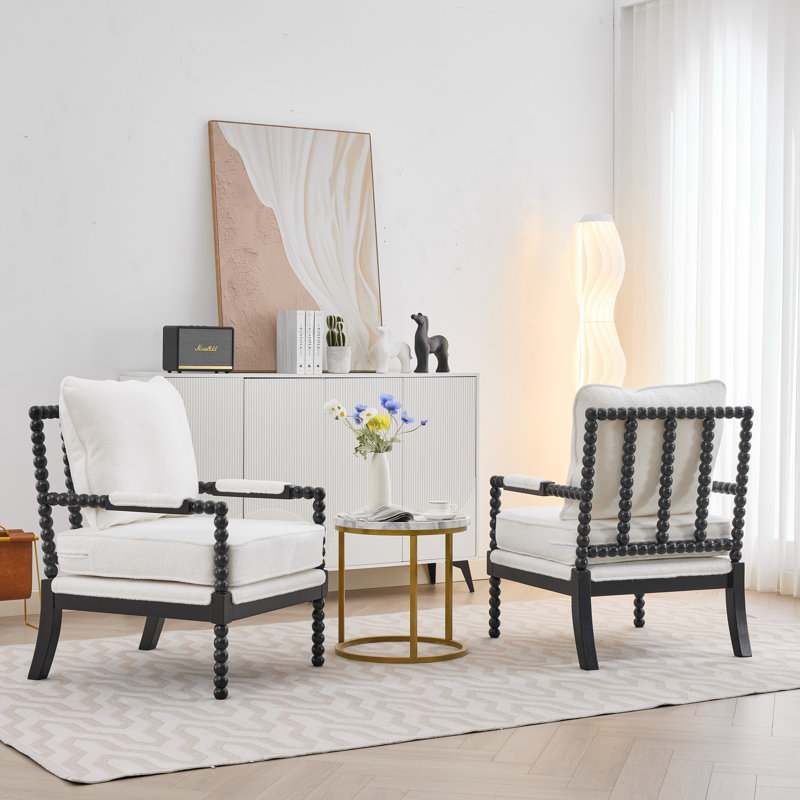Chaise d'appoint avec cadre en bois tourné et solide, Blanc