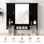 Armoire de rangement murale moderne 35 po x 28 po, armoire de salle de bain murale avec miroir, armoire à pharmacie avec barre à serviettes-997977658