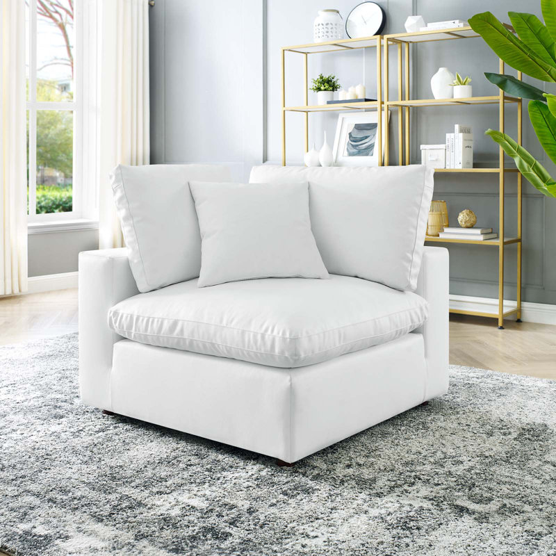 Chaise de coin en cuir Vegan, Similicuir blanc