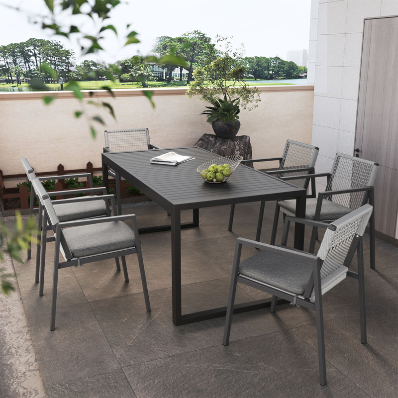 Ensemble de salle à manger d'extérieur, ensemble de 6 chaises de salle à manger en aluminium