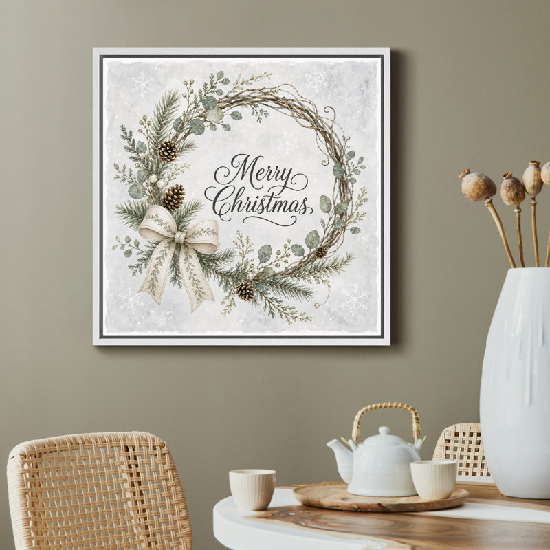 Élégante œuvre de guirlande de Noël, photos de vestibule, impression sur toile encadrée, H 24 po x l 24 po x P 1,5 po