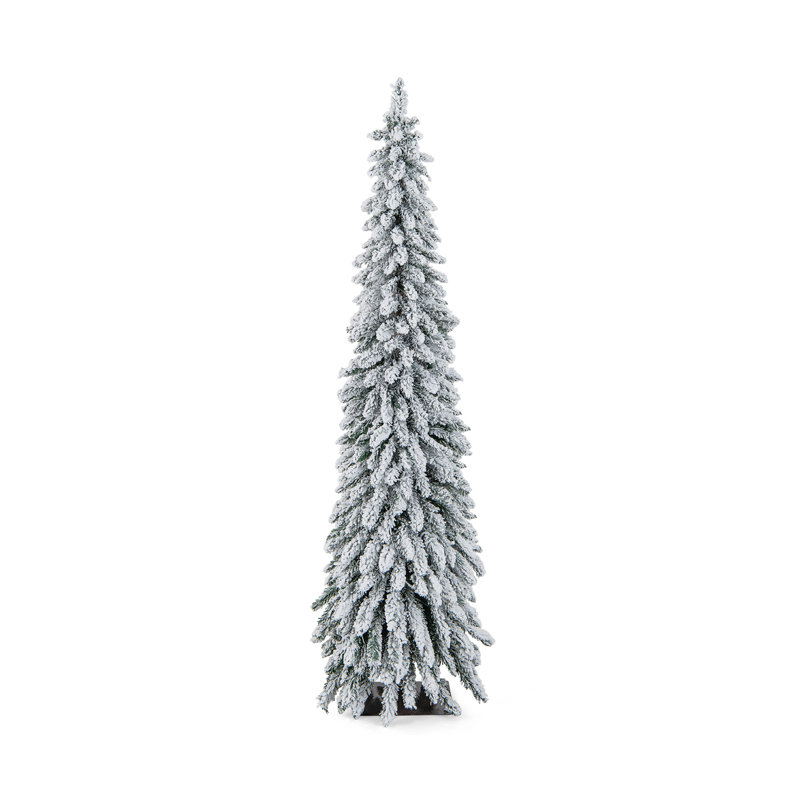 6 pi Arbre de Noël mince floqué avec lumière, H 6 pi