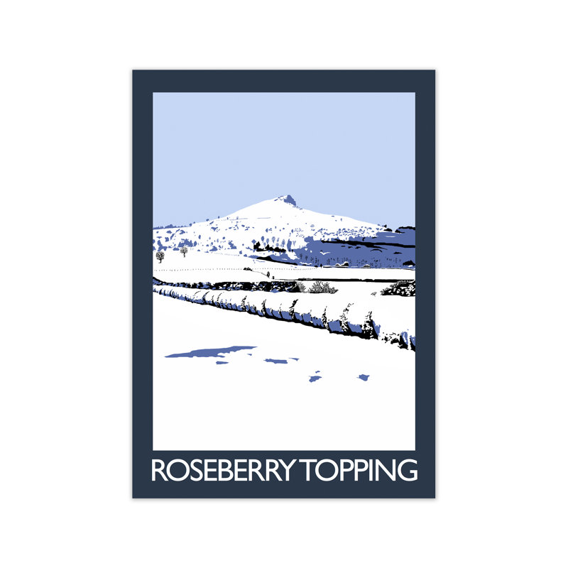 Roseberry Topping North Yorkshire In Snow by Richard O'Neill - Print, 84.1cm H x 59.4cm W x 3cm D, Unframed