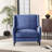 Oversized Textured Fabric Pushback Recliner, Navy Blue and Dark Brown