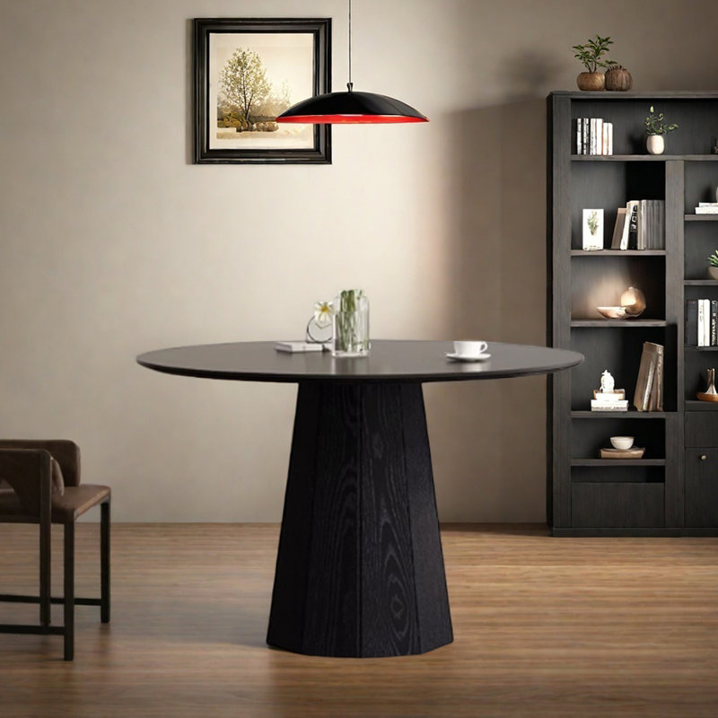 Table ronde moderne et minimaliste, H 29,52 po x L 43,3 po x l 43,3 po, Noir