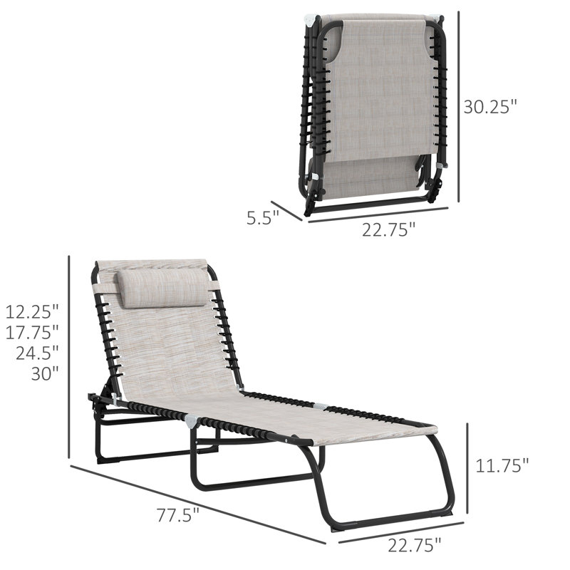 2 pièces chaise de piscine - 4 dossier réglable, filet crème respirant pour la plage, filet de chaise longue de patio, po