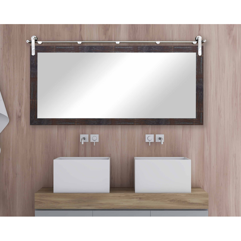 Miroir de salle de bain, Laiton acier industriel, 30,5 po x 53,5 po