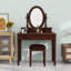 Ensemble de coiffeuse avec miroir à angle réglable, tabouret rembourré en velours et rangement doublé de tissu