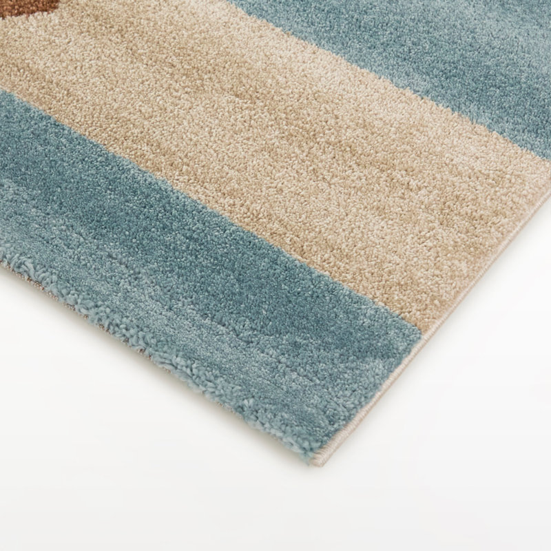 Tapis bleu / beige moderne Couverte, Rectangle 5 pi 3 po x 7 pi