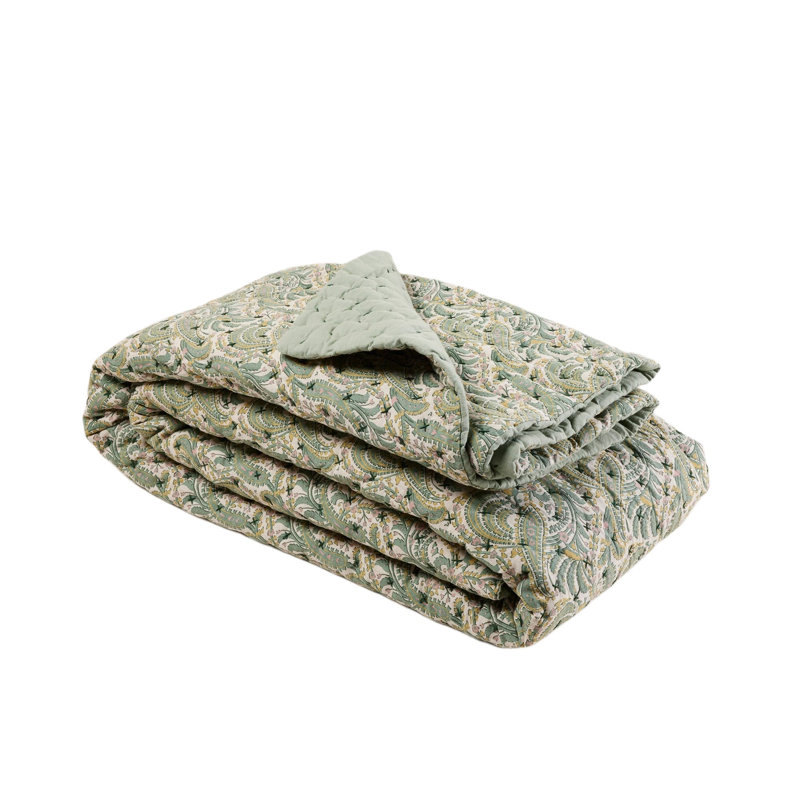 Cotton Blend No Pattern Bedspread, W170 x L260cm, Green