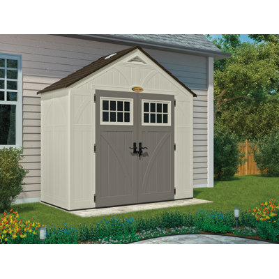 Suncast 122.25 in. W x 100.5 in. D Resin Storage Shed with Double Doors, Made in the USA