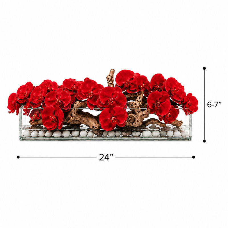 Arrangements floraux d'orchidées en pot, Red, H 12 po x l 24 po x P 6 po