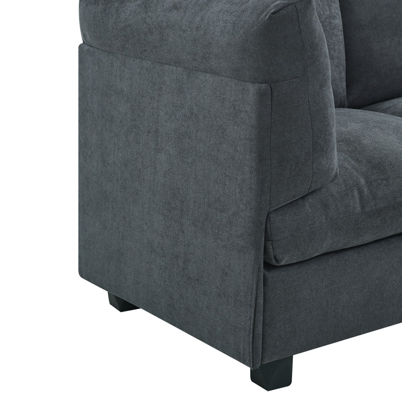 Canapé modulaire réversible de 124 po de largeur, Polyester gris