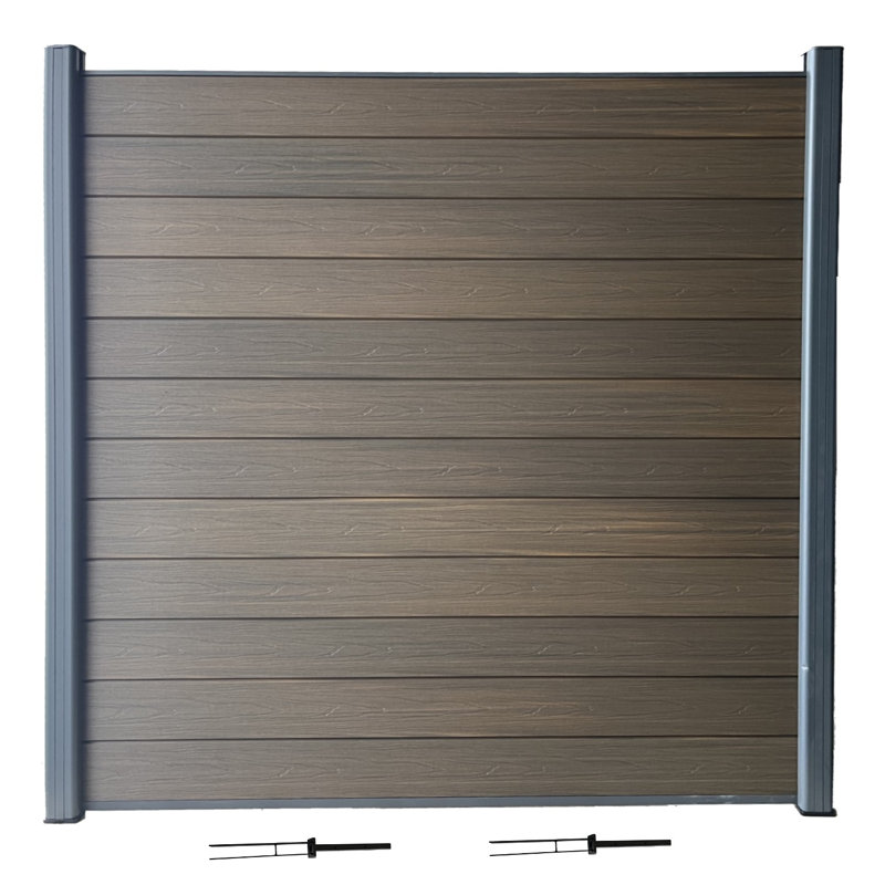 Panneau de clôture d'intimité composite Castle Gray 6 pi x 6 pi, supports à enfoncer à griffes, 1